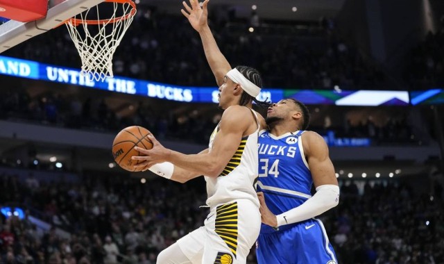 字母哥34+10+7哈利伯顿24+6+15 雄鹿胜步行者